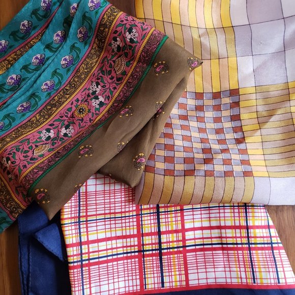 Vintage Accessories - Silk Vintage Scarves - Set of 3